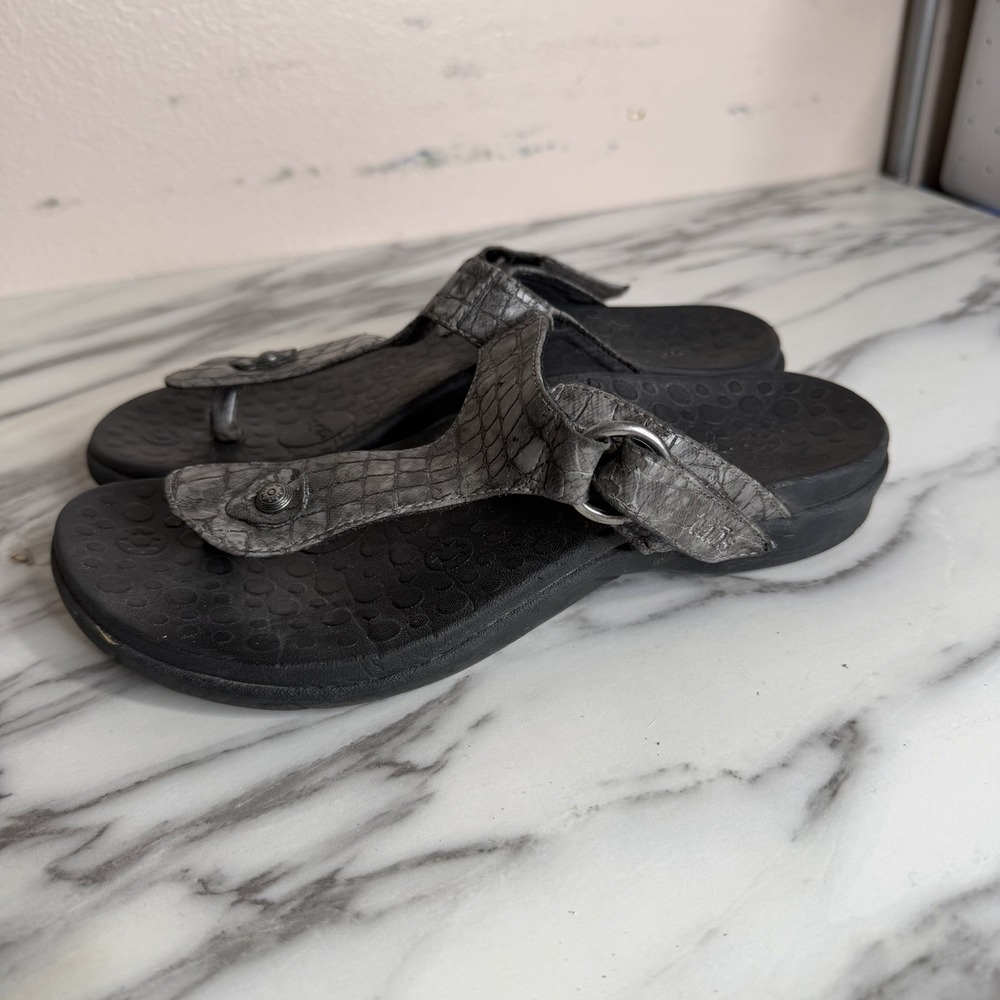 Taos Women's Solo Black Sandal Size 7 Thong Sandals Arch Support Comfort Gray - Picture 3 of 8